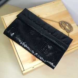 Mary Ann Rosenfeld Black Animal Skin Shoulder Bag Clutch Vintage